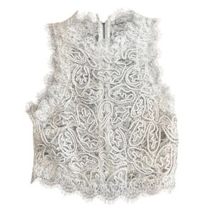 Zara Trafaluc Gorgeous white lace sleeveless crop top size Medium